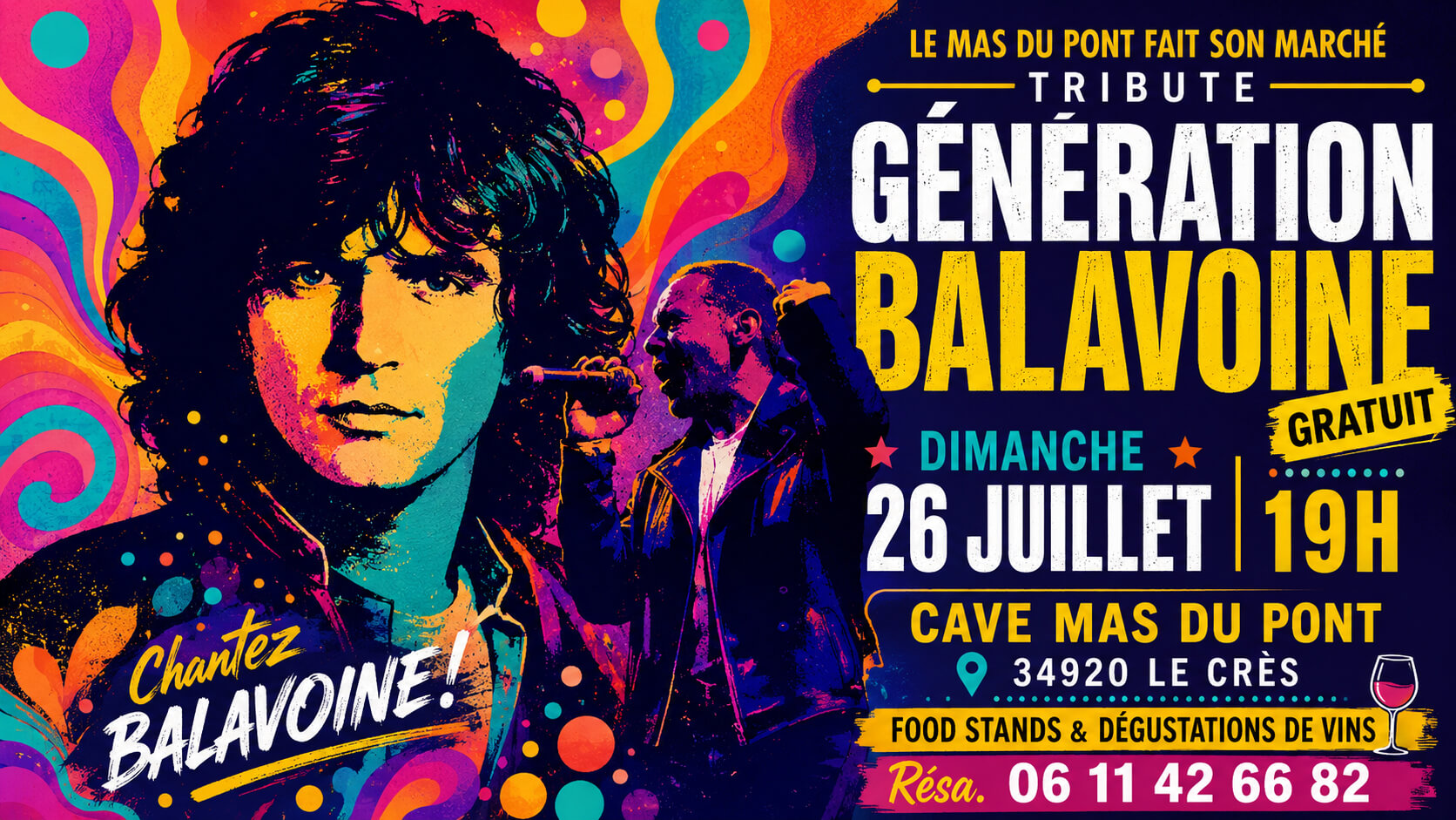Tribute Génération Balavoine du 26 juillet au Domaine du Mas du Pont au Crès