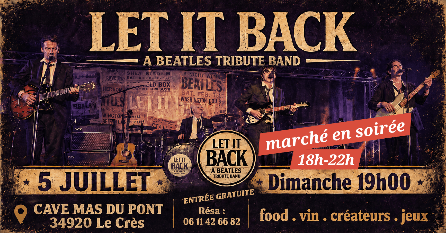 Let It Back Tribute Beatles 5 juillet Domaine du Mas du Pont